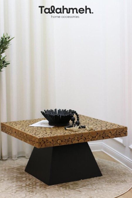 طاوله حديد وجه خشب زان